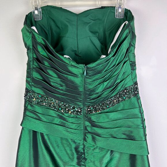 Alyce Designs Strapless Formal Prom Dress Sweetheart Beaded Gown Emerald Green - Picture 6 of 16